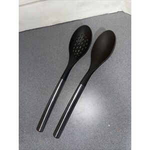 Sabatier Gray Nylon Utensil Set Of‎ 2 SPOONS With Stainless Steel Handles